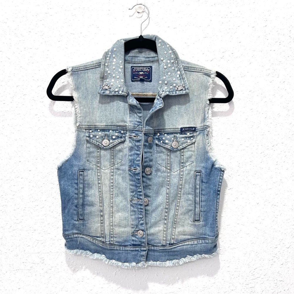 Just USA Authentic Denim vest embellished S
